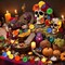 90 Pcs Day of The Dead Decorations Marigold Flower (Multicolor) 11.02"D x 11.02"W x 1.57"H